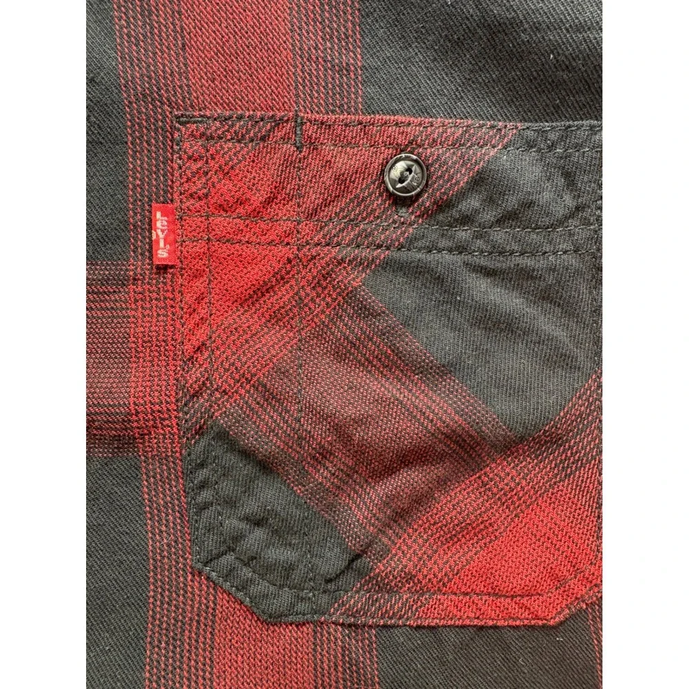 Levis Mens XXL Red Black Buffalo Plaid Flannel‎ Button Down Shirt 3LDLW10201 NEW